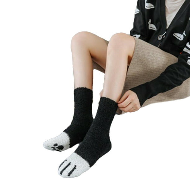 Winter Cat Claws Cute Thick Warm Sleep Floor Socks Soft Plush Fuzzy Fleece Socks 